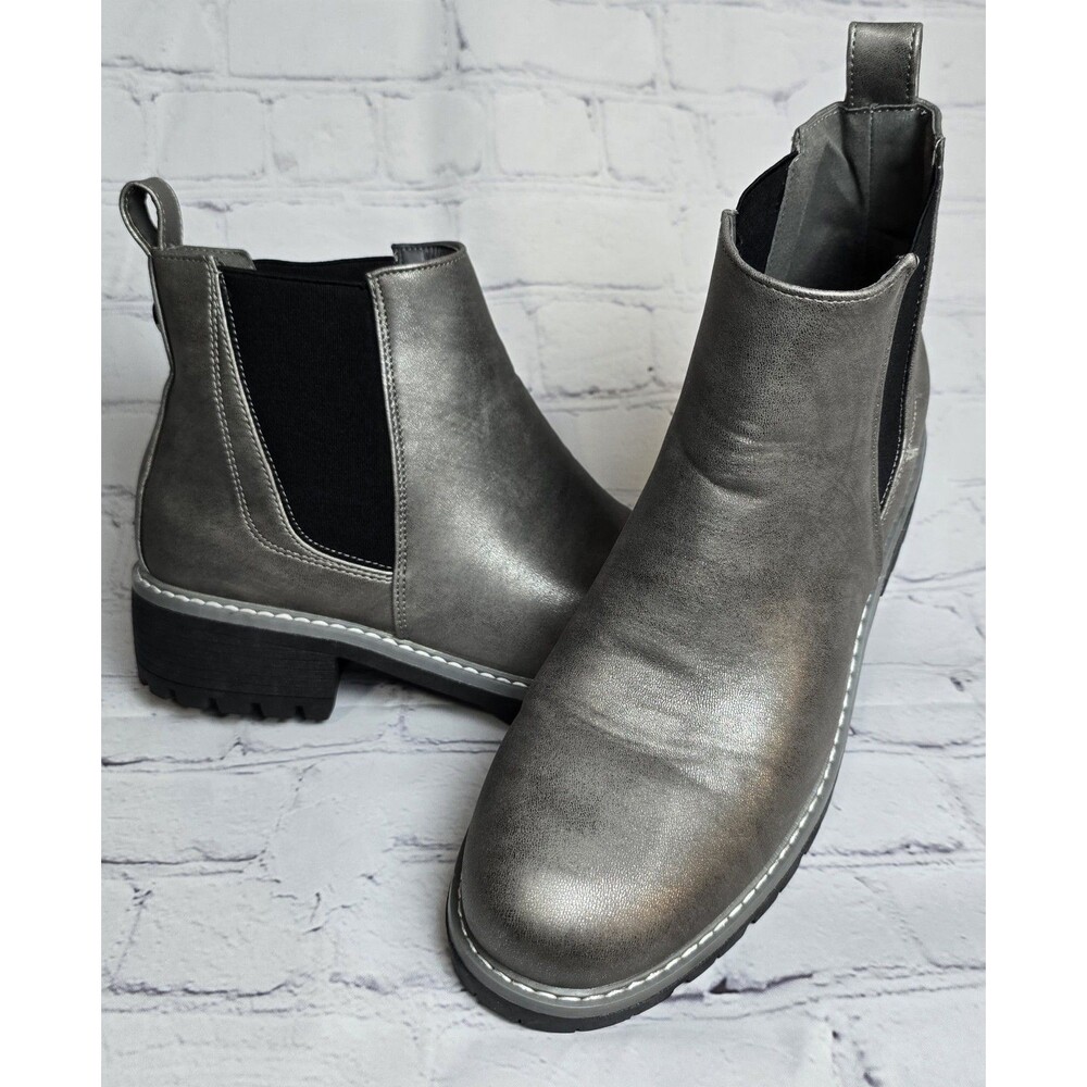 Seven7 Billie Chelsea Ankle Boots Size 11 Gray Chunky Pull On Whimsigoth